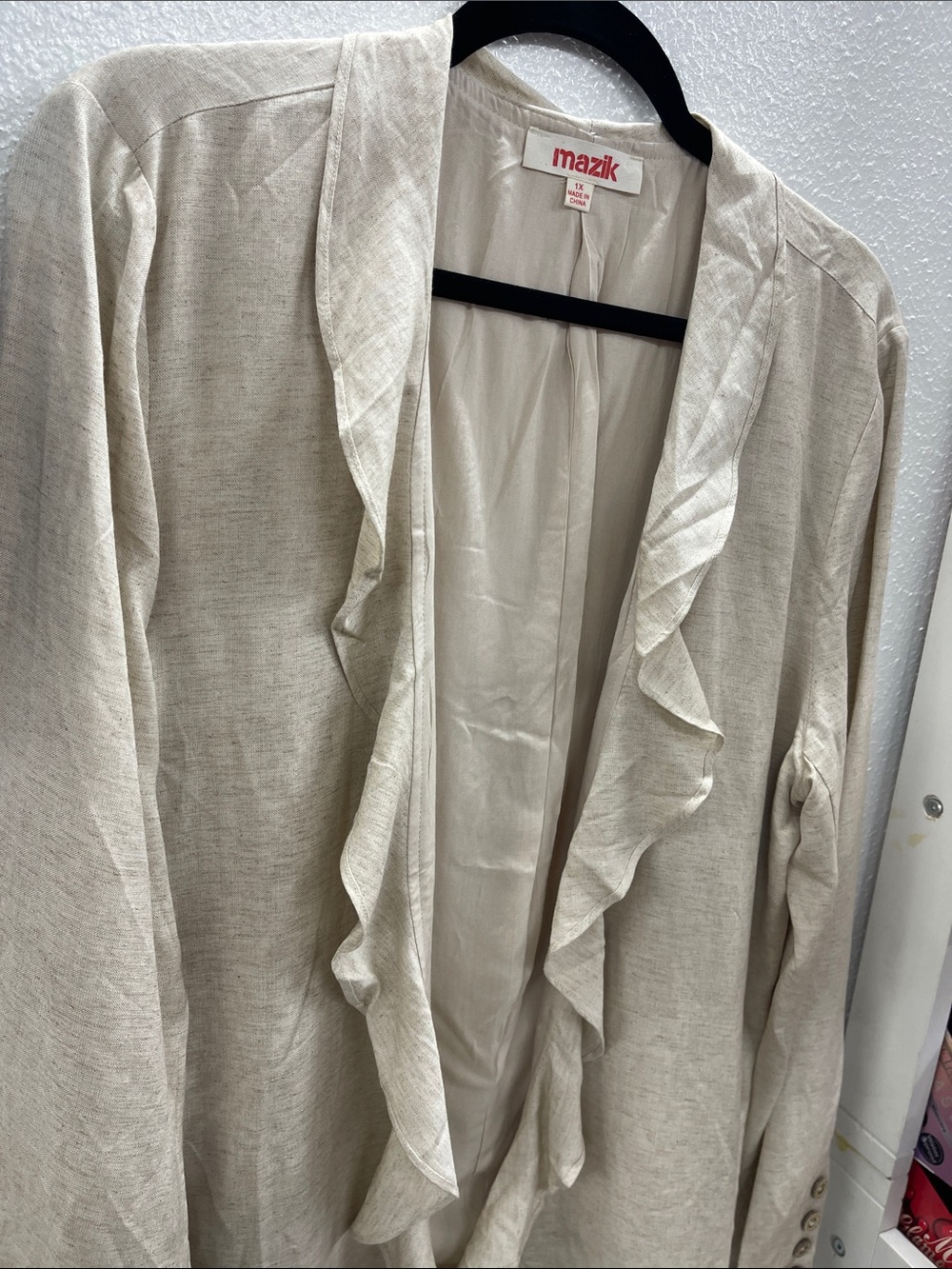 Mazik Cream Ruffle Open-Front Cardigan - Picture 4 of 9